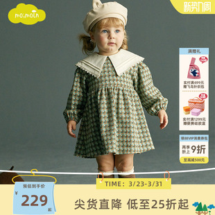 moimoln小云朵童装 女童连衣裙女宝宝印花裙子公主裙 冬季