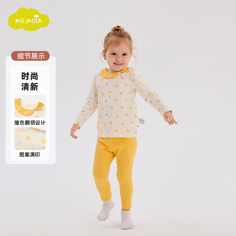 moimoln小云朵童装秋冬季女童家居服两件套内衣套装图片