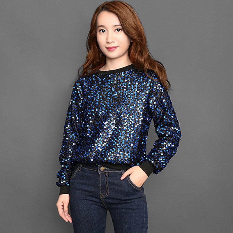 2019新款Bling亮片上衣女套头时尚短款卫衣舞台服表演服闪亮外套|msdalam kategori Butik wanita / wanita, sweater/Fleece - dari Buy2taobao.com untuk memberikan perkhidmatan ejen Taobao profesional membeli