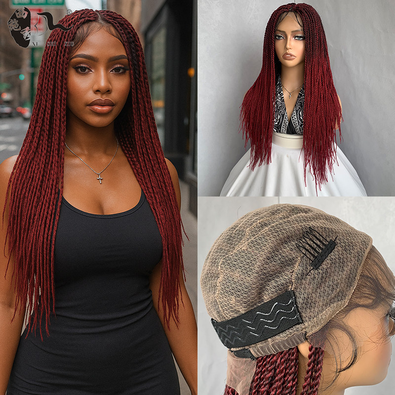 Nubian braids Full lace wigs非洲脏辫假发扭股辫全蕾丝长款头套
