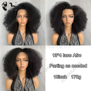 13*4 Afro kinky curly 80% blend human hair lace wigs爆炸头套