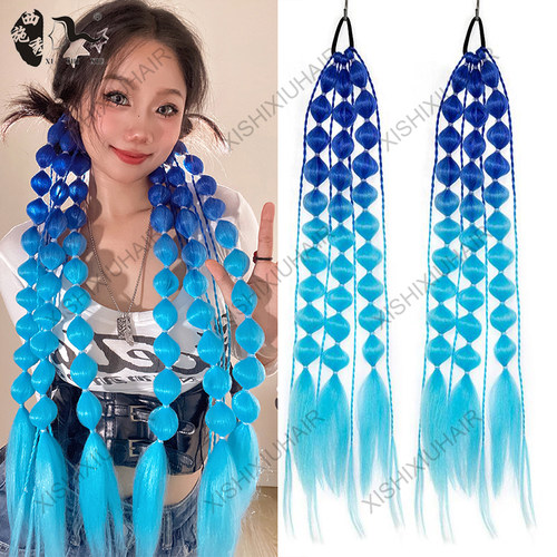 网红拍照灯笼泡泡辫马尾辫子少女