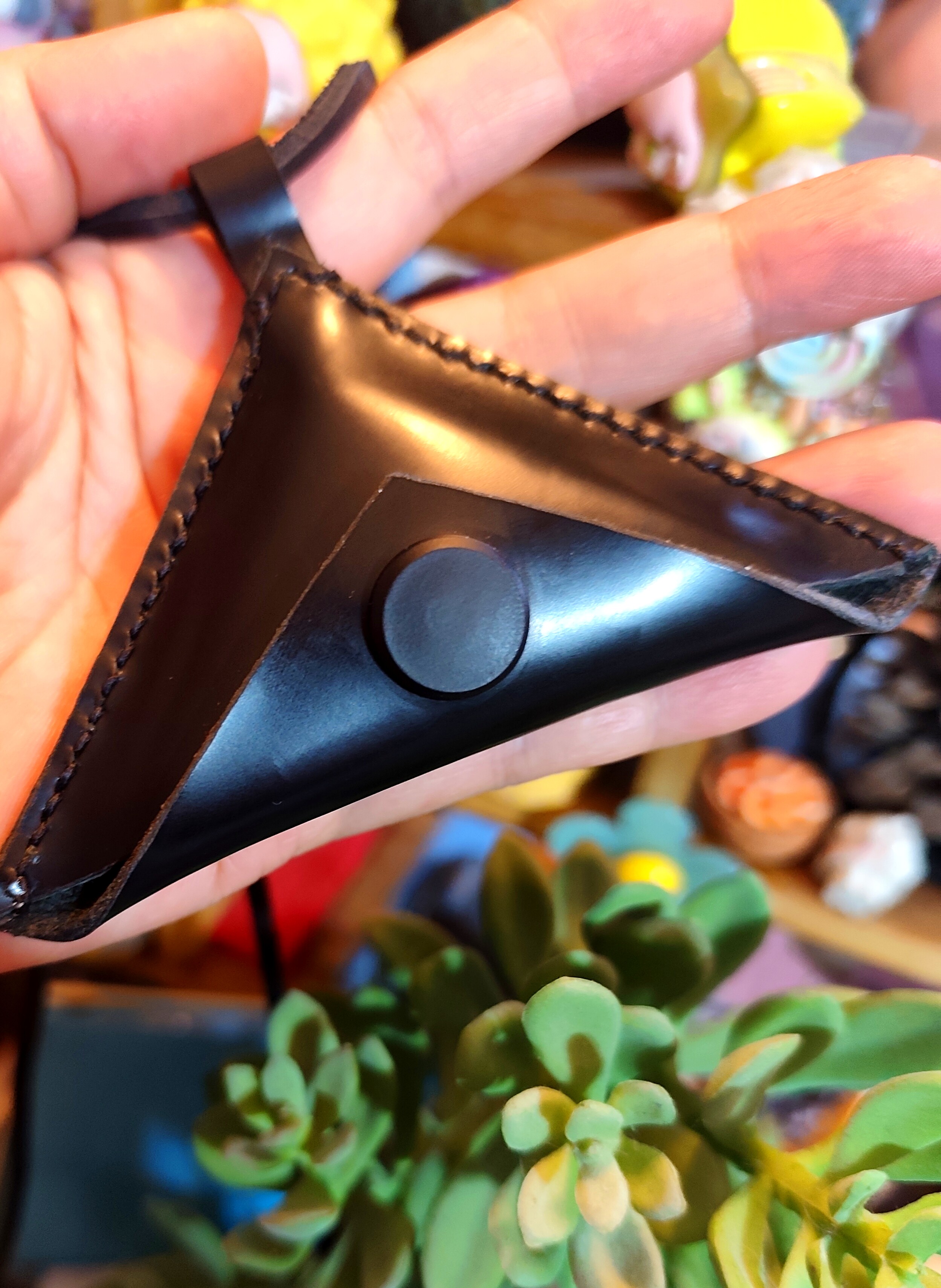 护身符包 头层牛皮/三角形零钱包/真皮零钱包 个性 真皮项链挂坠