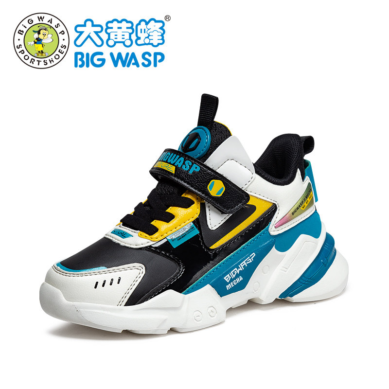 大黄蜂童鞋秋季新款男童运动鞋中大童革面防水减震儿童跑步鞋