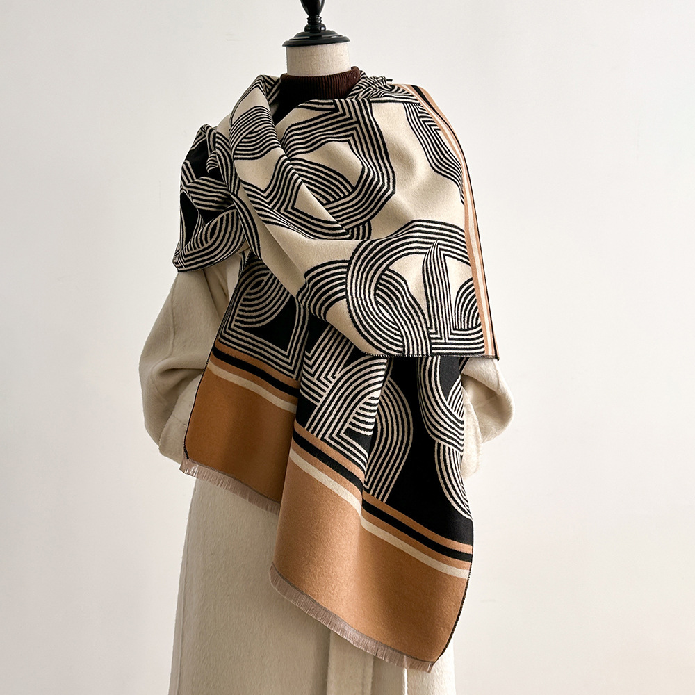 百搭时尚新款仿羊绒披肩韩版保暖外搭感披肩秋冬加厚保暖围脖