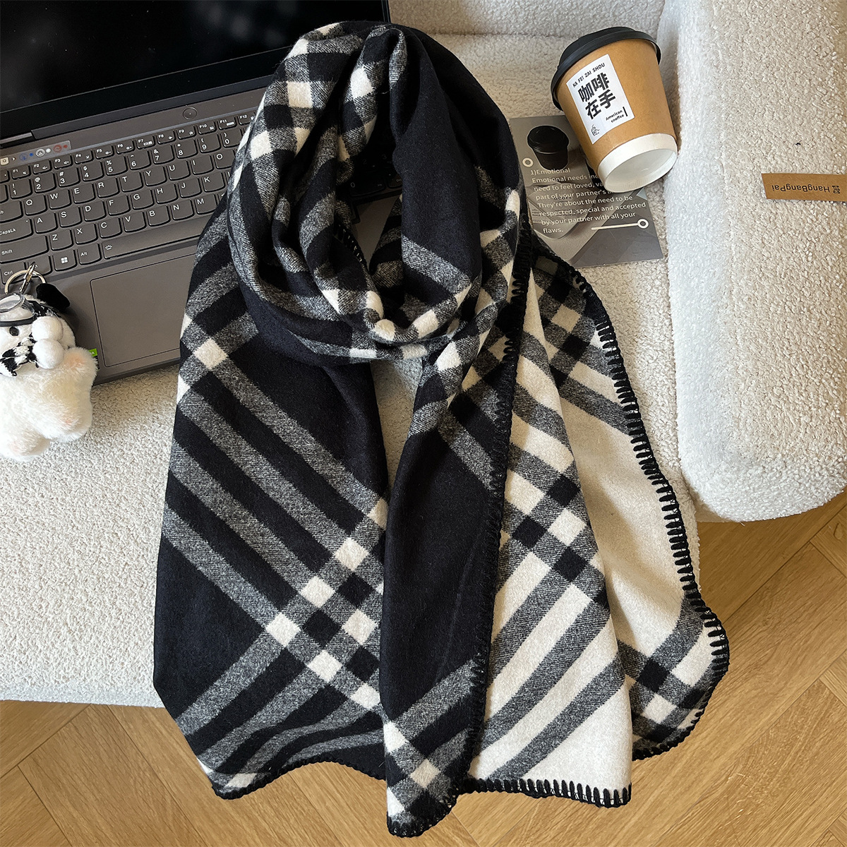 2025新款英伦经典格纹双面围巾女秋冬感加厚保暖护颈围脖披肩
