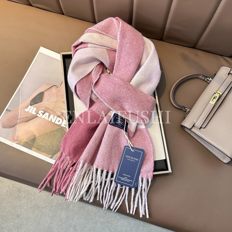 秋冬经典格子印花感围脖ins风情侣款澳洲仿羊毛质感保暖围巾