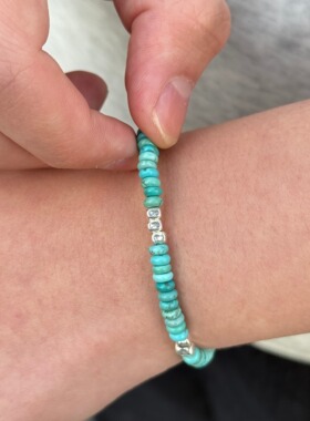 日本进口绿松石S925银手链情侣