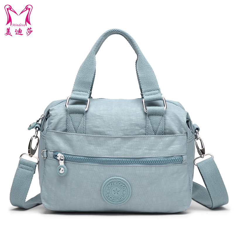 Mindesa单肩斜跨女包手提包尼龙布包轻便时尚女士包防泼水
