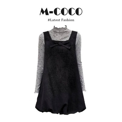 冬季搭一整套蝴蝶结花苞背心连衣裙木耳边打底衫女套装