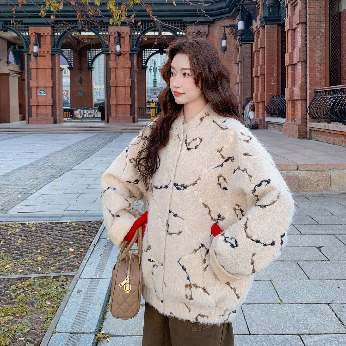 【】米白色刺绣工艺毛呢（夹棉里布）货号5507-P185-K258,女装短外套,2C302