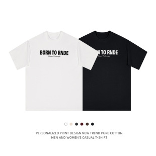 衫 美式 街头嘻哈半袖 T恤男女潮牌宽松圆领短袖 潮 复古BORN印花短袖