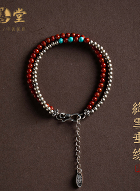 国潮风南红玛瑙双圈手链情侣同款