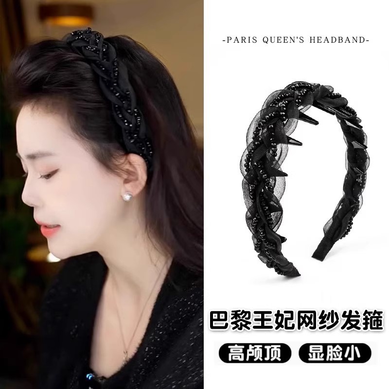 轻奢感发箍女带钻巴黎王妃升级版宽边发卡防滑外出高颅顶头箍发饰