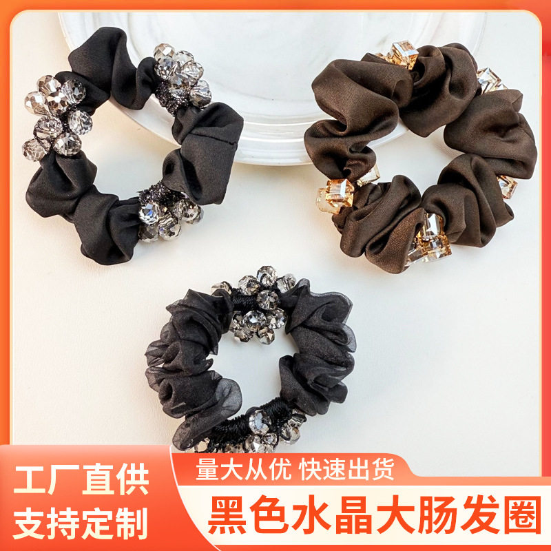 黑色水晶珍珠无痕大肠发圈