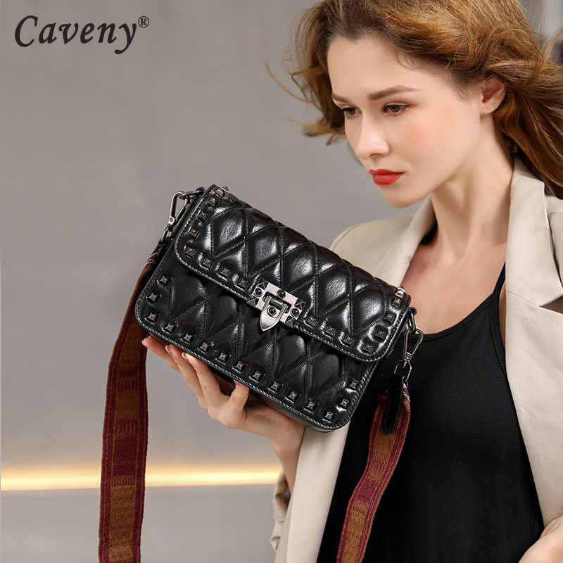 Leather bags 2020 new pattern fashion Shoulder strap Square bag cowhide Female bag rivet Quilted One shoulder Inclined shoulder bagin the Leather/Lady bags/Men's bag, Ms. bags  category - from Buy2taobao.com to provide professional Taobao agent buy service