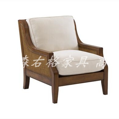 Harbor美式布艺客厅乡村单人位布艺老虎椅沙发美式休闲椅House