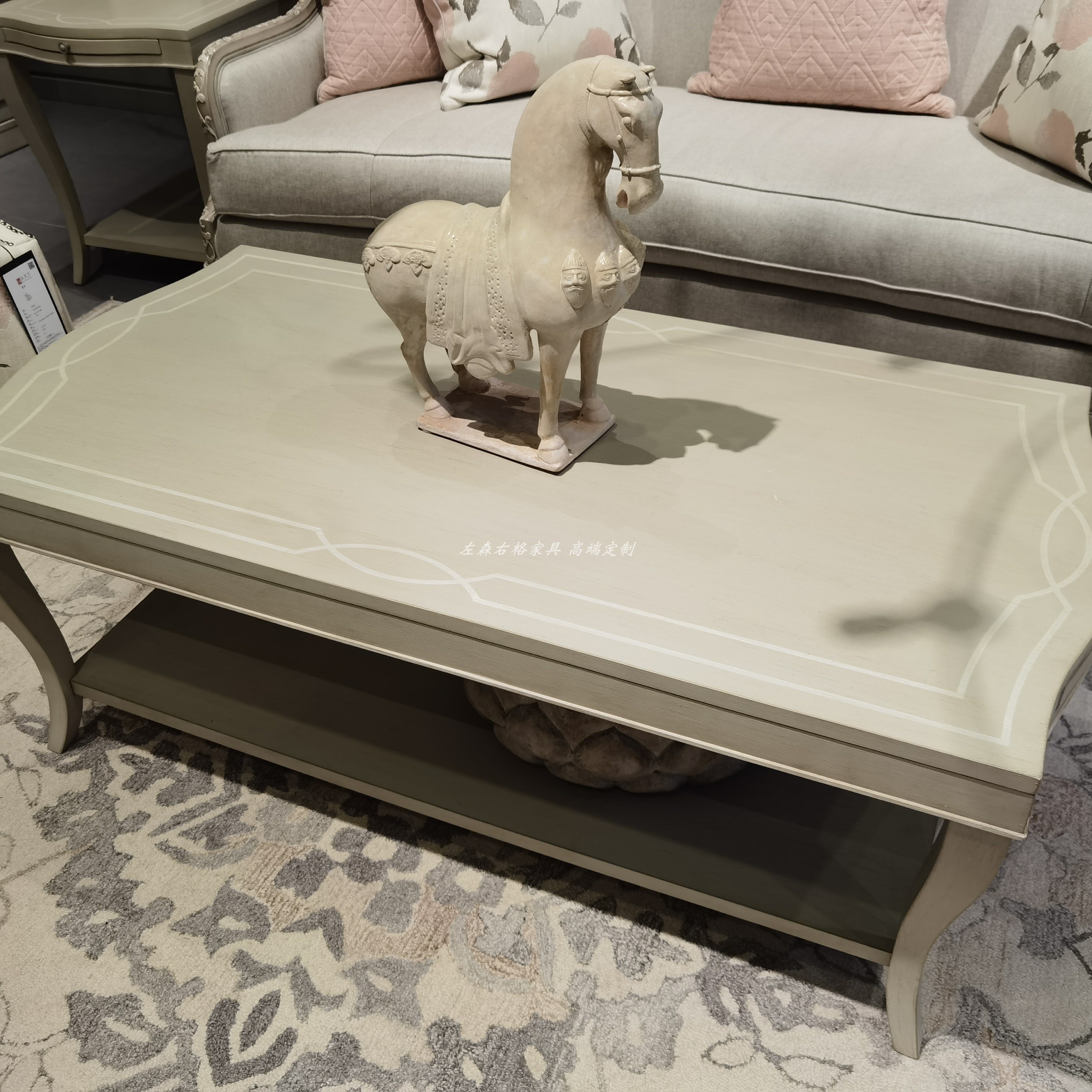 美克art家具夏图长方形 简约轻奢法式美式实木复古咖啡桌茶几定制