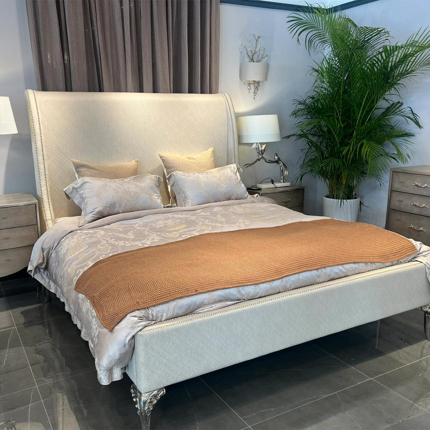 美式轻奢床布艺软包现代北欧风白色奶油床美克同款软包床主卧美家