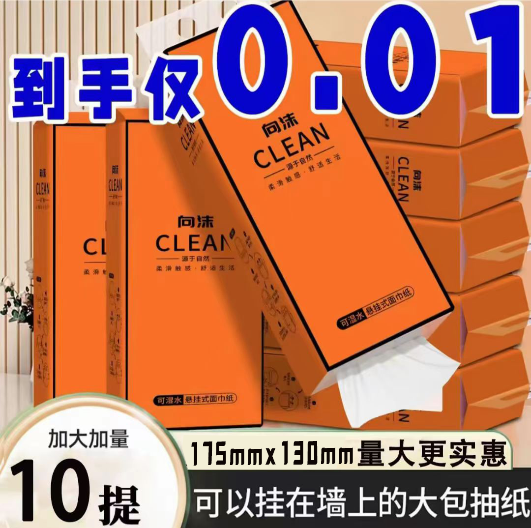 【支付1分入手】加厚加量悬挂式底部抽纸纸巾包擦手纸平板卫生纸 - 实物图