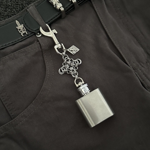 十字锁子甲手工迷你便携式酒壶单挂腰链裤链潮牌时尚腰间配饰挂饰