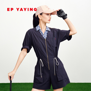 V领抽绳拉链休闲大口袋连体裤 EP雅莹2025新款 6503A 城市运动风