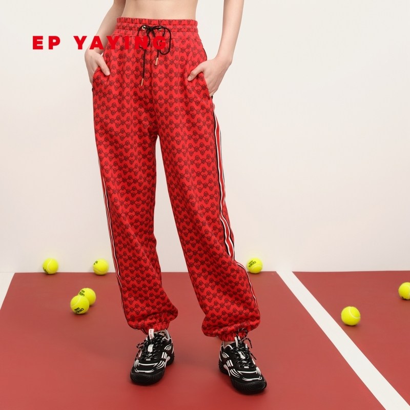 EP YAYING雅莹女装 运动风抽绳满印休闲裤 商场同款6405D