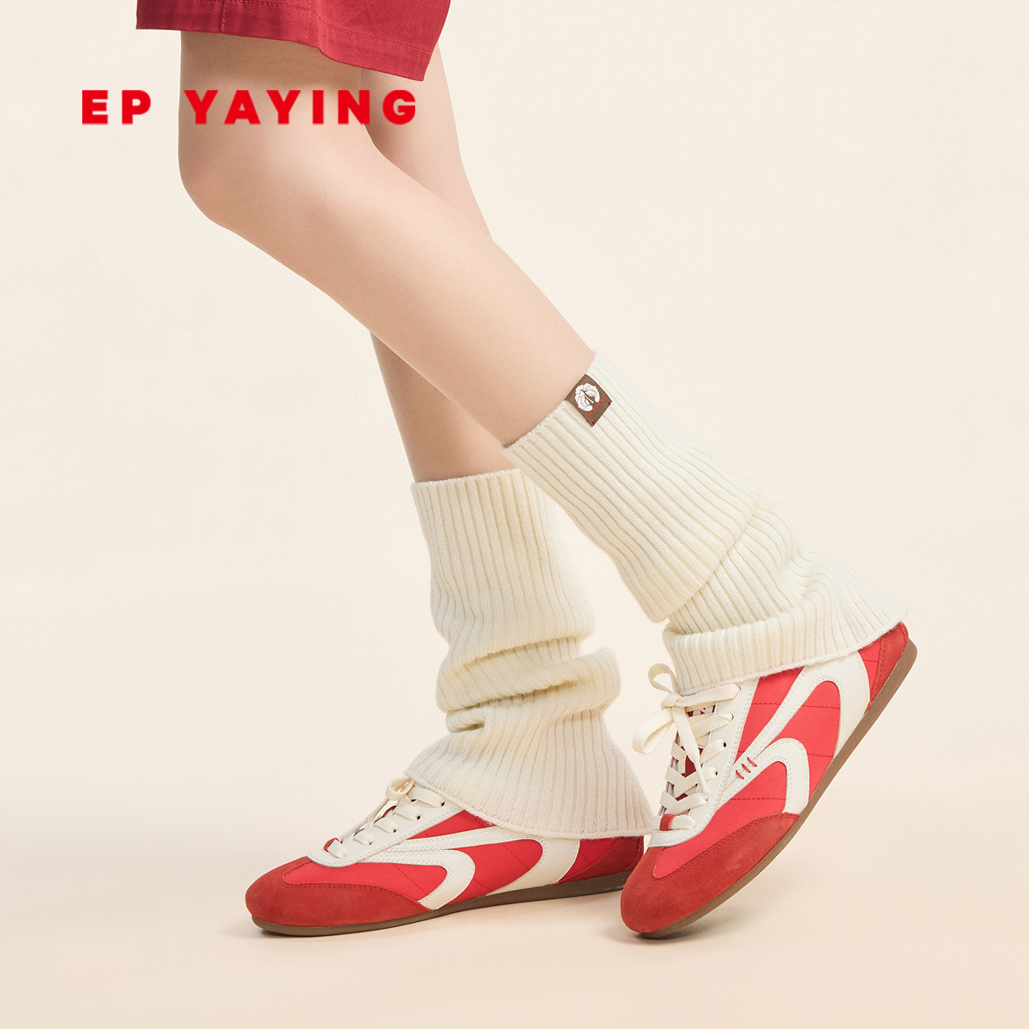 [唐嫣同款]EP雅莹女鞋 轻便薄底德训撞色运动休闲鞋 26新品XP01A