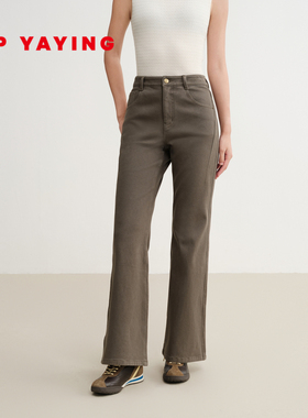 EP雅莹2025冬装新款女装 弹力薄绒牛仔裤 细腻舒适喇叭裤