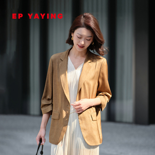商场同款 EP雅莹女装 外套 西装 1108A 美拉德风弹力真丝西服七分袖