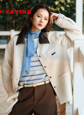 EP雅莹2026春装新款女装 仿麂皮翻领巴恩风美拉德夹克外套1273A