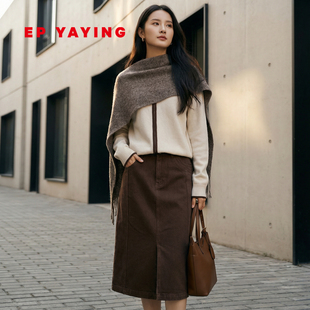 新款 2025冬季 J302A 复古美拉德a字牛仔半身裙小个子 EP雅莹女装