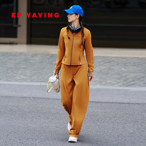 雅莹撞色双面呢修身轻运动外套