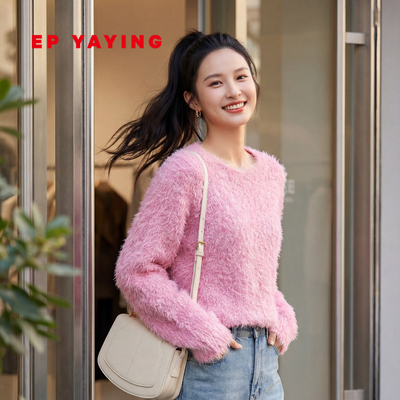 雅莹桑蚕丝圆领毛衣针织衫