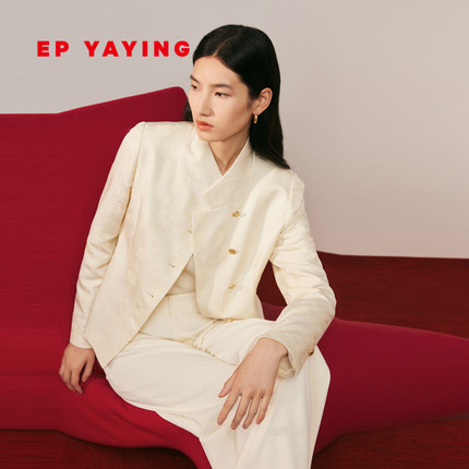 EP雅莹女装 桑蚕丝牡丹提花国风职场小西装外套 商场同款1215A