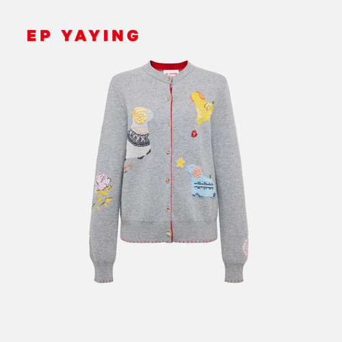 雅莹阿拉善山羊绒小香风针织开衫