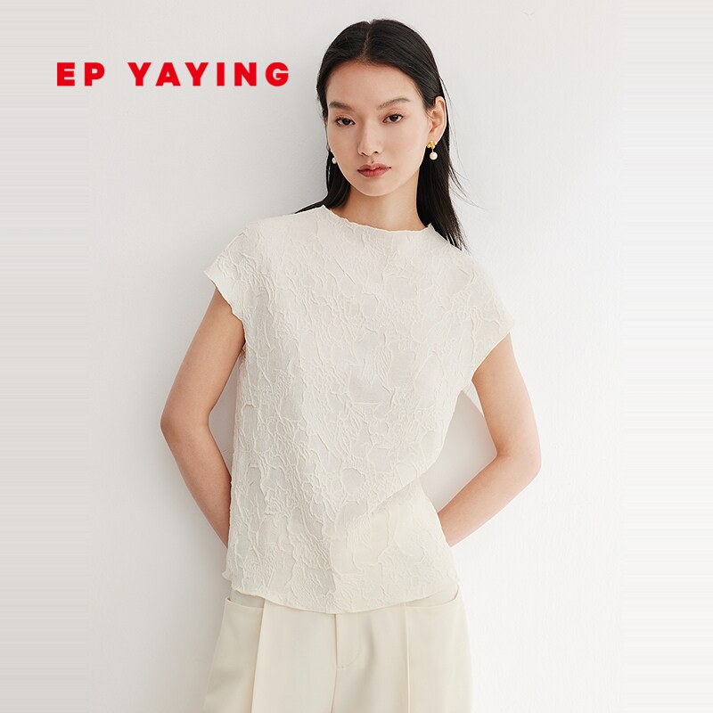 EP雅莹新中式修身压褶套头上衣