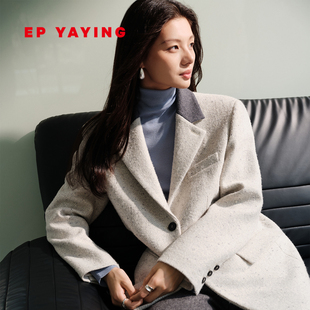 大衣外套1122B 职场通勤羊毛羊驼毛花呢西装 EP雅莹2025冬装 新品