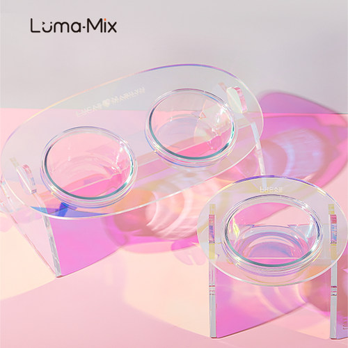 lumamix原创水晶炫彩猫狗碗抬高