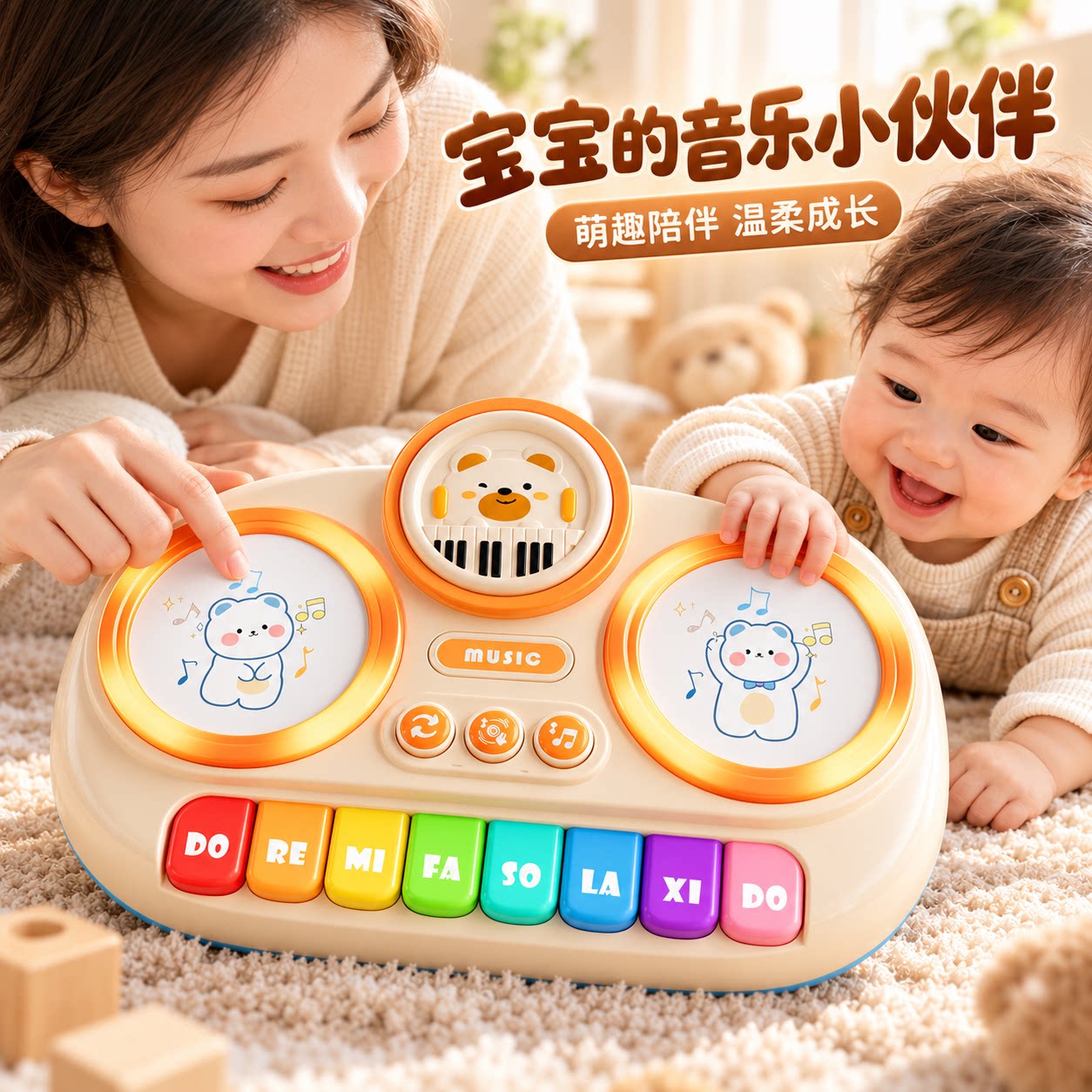 婴儿儿童彩虹电子琴钢琴音乐多功能八键盘玩具1到3岁早教启蒙宝宝