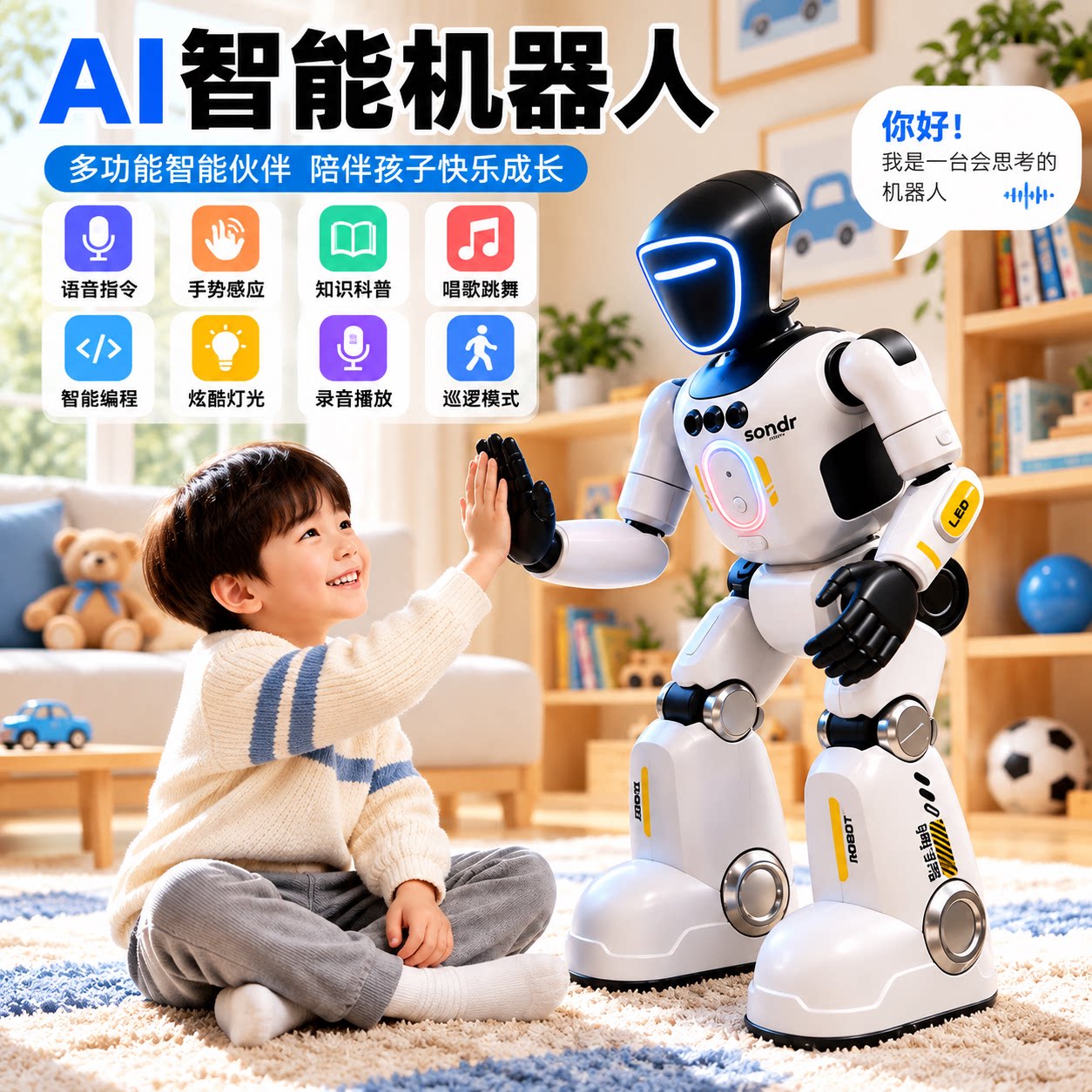 2026新款智能机器人AI人工编程早教儿童玩具电动遥控男孩生日礼物