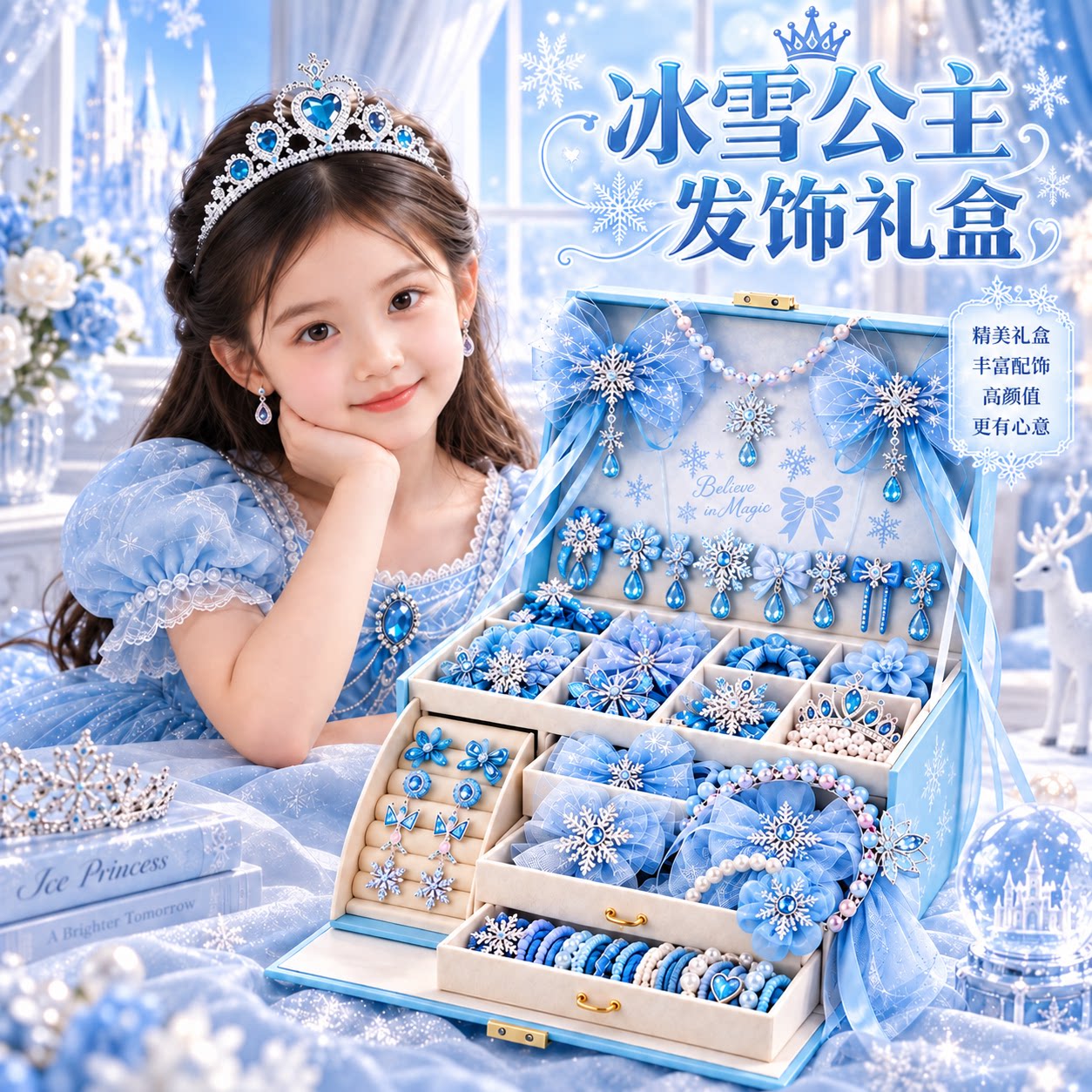 儿童女生玩具艾爱莎公主生日礼物女童3到6岁以上5发饰4礼盒女孩子