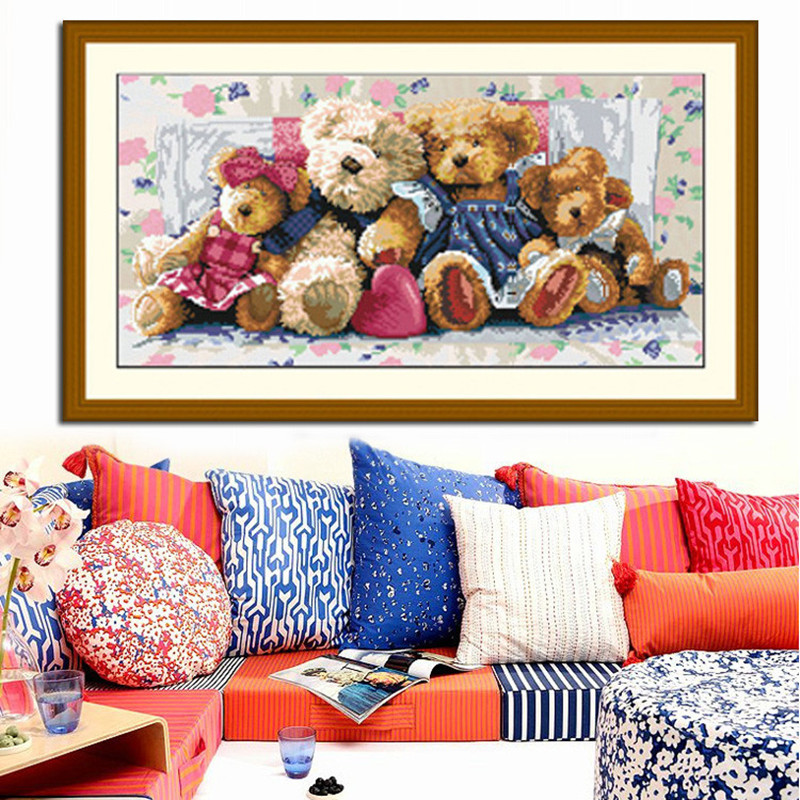 可爱小熊一家新款十字绣维尼熊