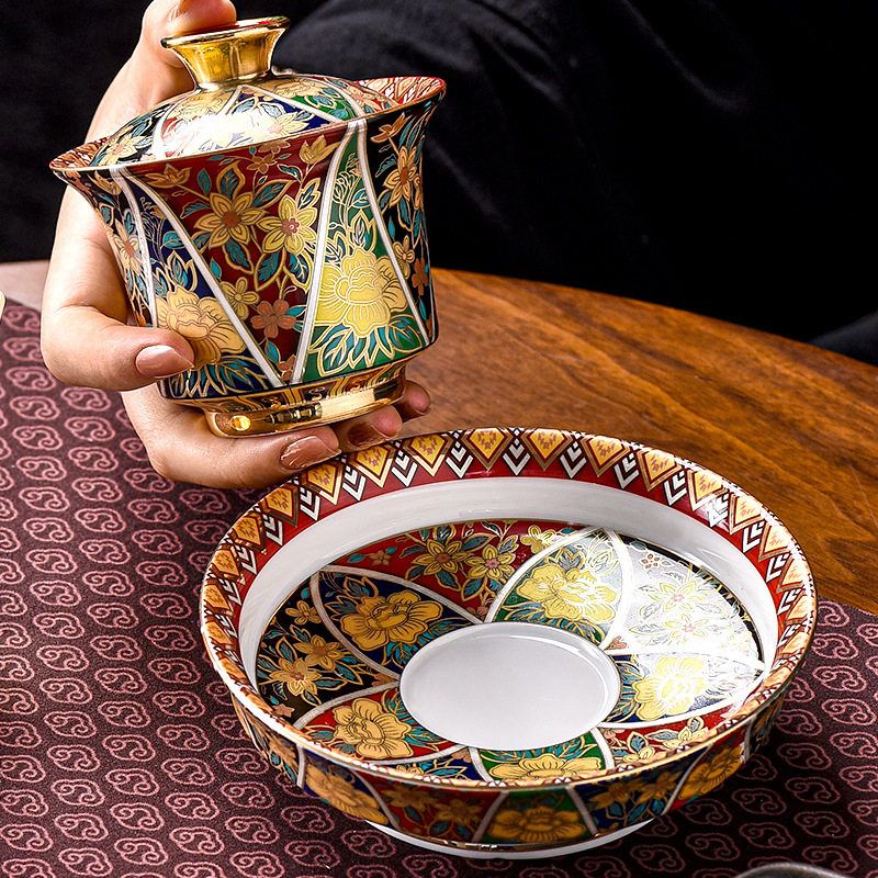 彩泡高档茶碗家用敬茶杯功夫茶碗