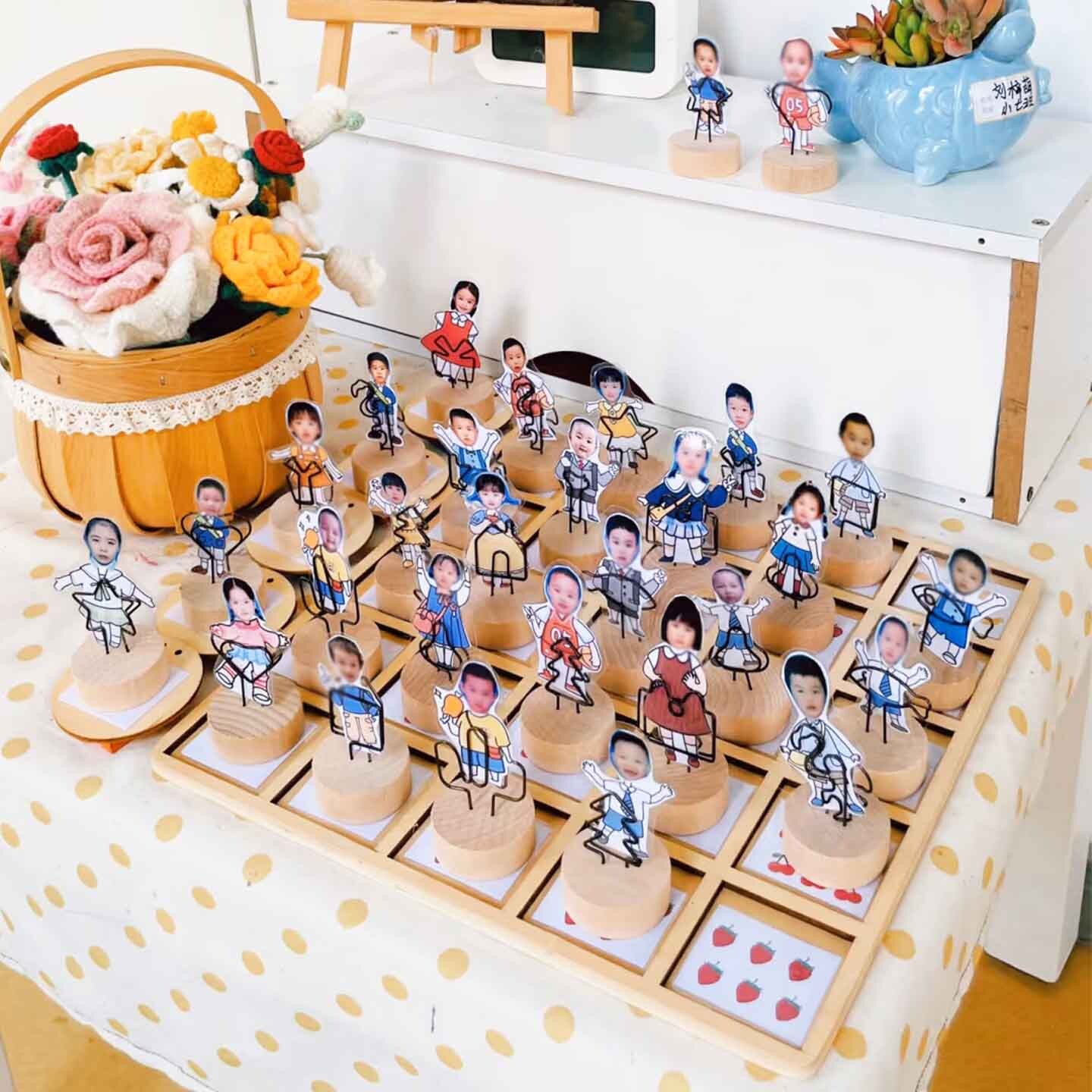 幼儿园晨检喝水签到台摆件小中班自主打卡规则牌区域环创光盘行动