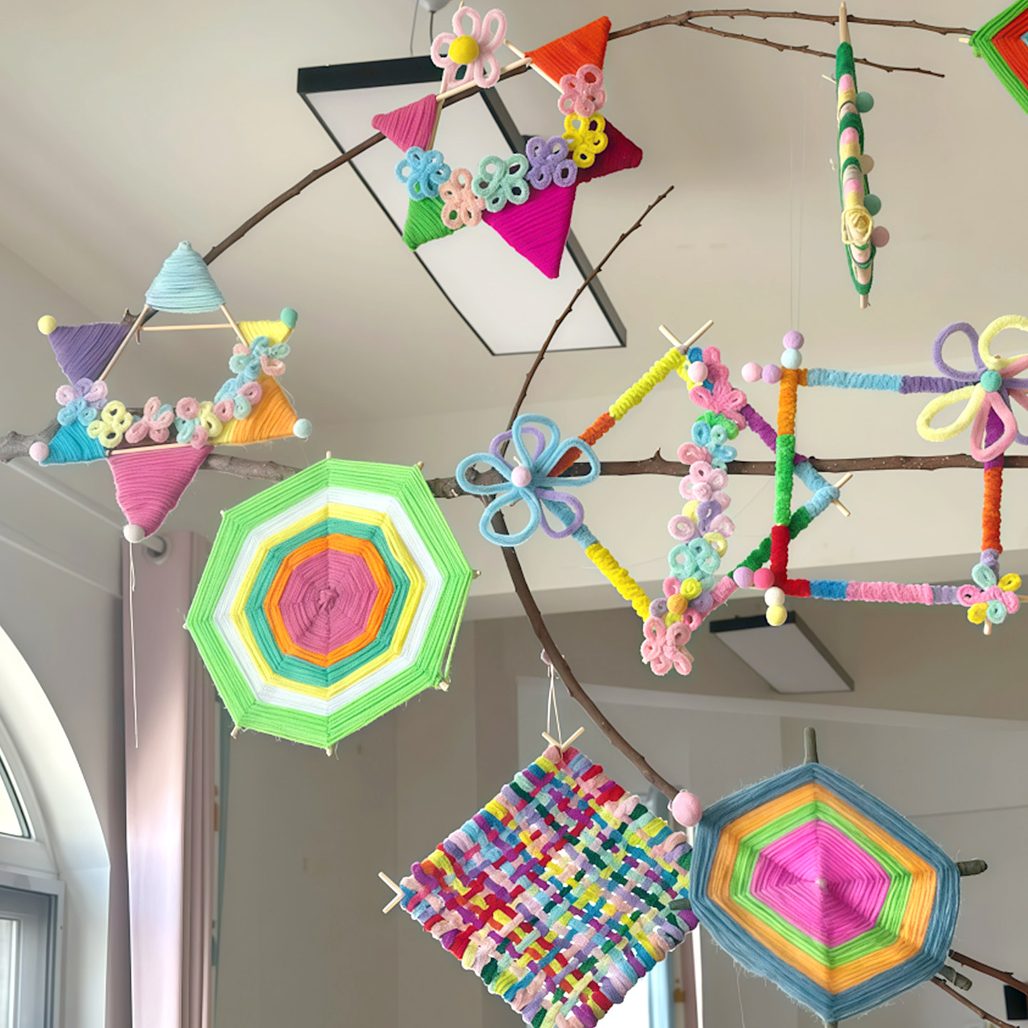 幼儿园美工区吊饰毛线编织环创半成品材料包班级教室走廊空中装饰,玩具/童车/益智/积木/模型,其他手工制作,淘宝优惠券,粉丝福利购,淘宝优惠卷