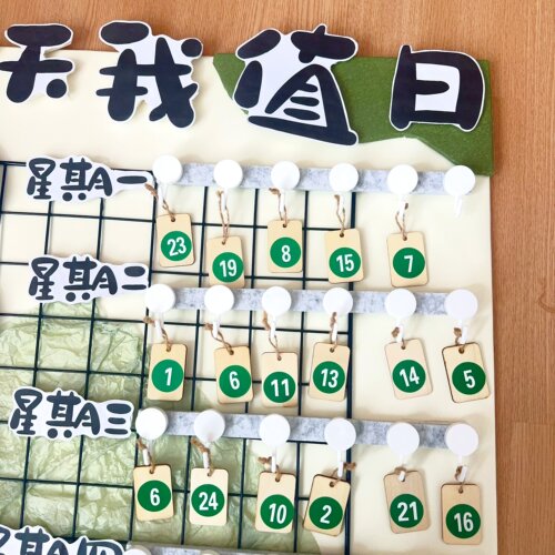 幼儿园今天我值日晨间主题墙面装饰大厅签到台区域牌手工环创材料