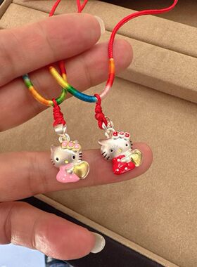 足银999吊坠HelloKitty纯银项链女款可爱卡通儿童礼物送女友闺蜜