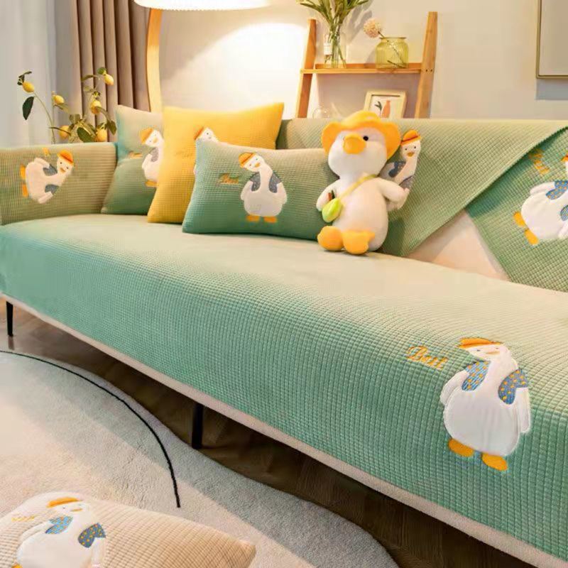 玉米绒沙发垫四季通用新款卡通沙发套罩出租屋简约现代坐垫子盖布