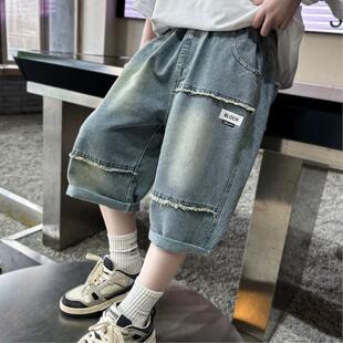 男童夏季短裤七分裤2026新款中大童薄款中裤炸街儿童酷帅牛仔短款